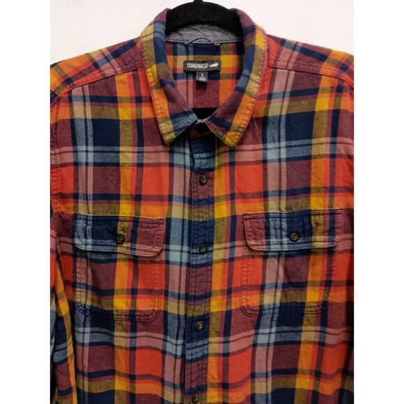 Toad&Co Mens Shirt Size Large Multi Plaid Flannel Long Sleeve Button Down Casual - Picture 2 of 8